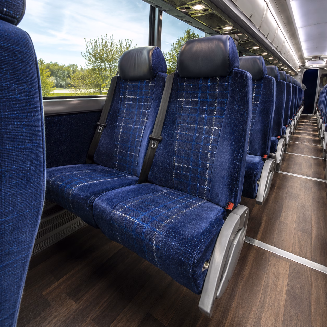 56 passenger charter bus inside
